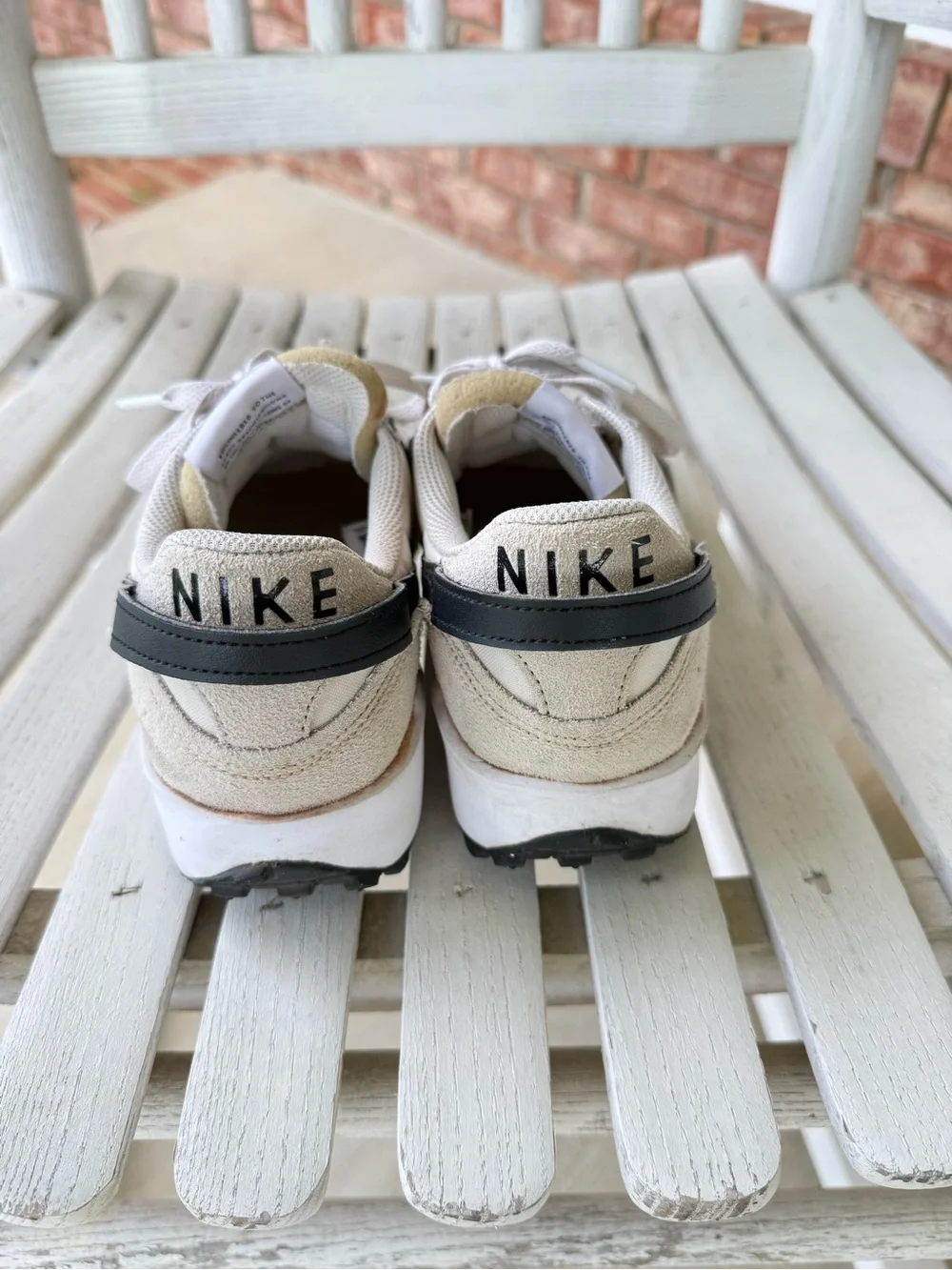 Nike Women's Cream and Black Waffle Sneakers